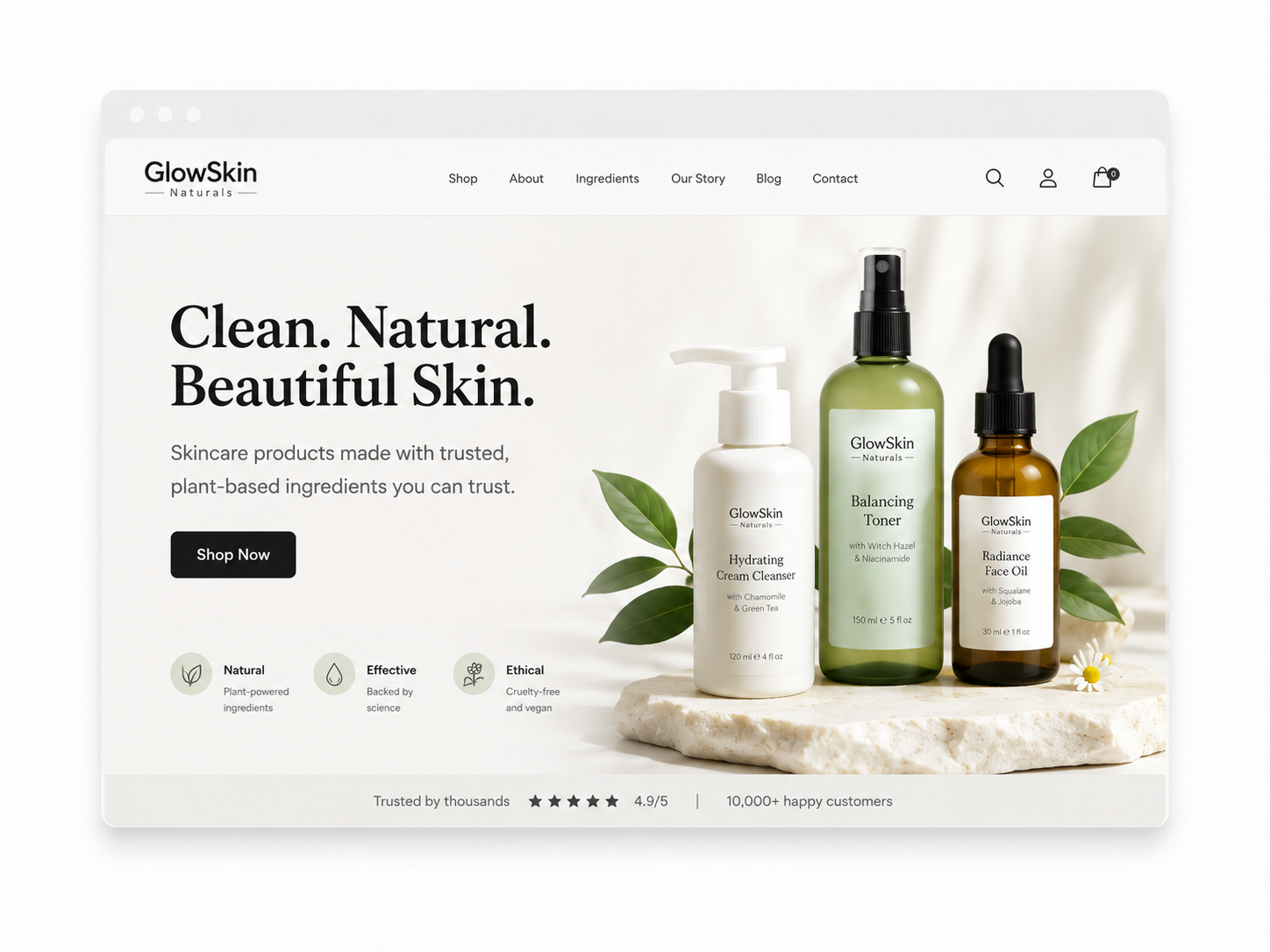 GlowSkin Naturals product page concept