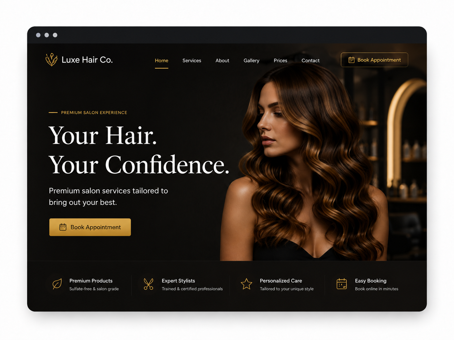 Luxe Hair Co website concept