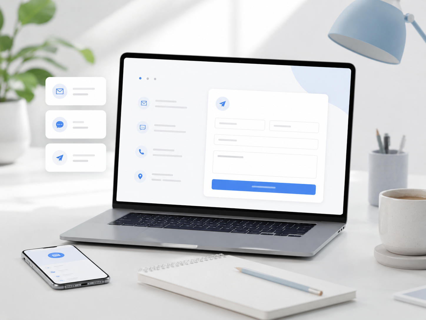 PageLaunchStudio contact page mockup showing enquiry form and contact options